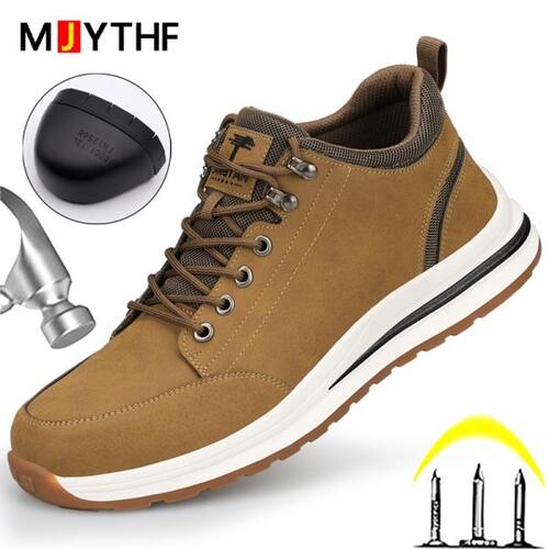 MJYTHF 유럽 표준 강철 발가락 고무 밑창신발,스매시 방지 스탭 캐주얼 가벼운 남자 작업 신발, 품질 보호 신발