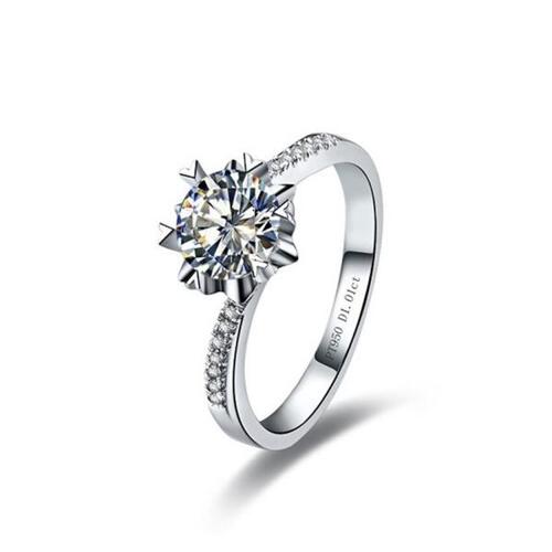 Bonzer 플래티넘 반지 솔리드 플래티넘 PT950 반지 1CT 모이사나이트 다이아몬드 약혼 반지 로맨틱 여자 손가락 쥬얼리 인증서 D 색상 VVS1