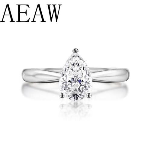 AEAW-0.5ct 페어 컷 포멀 브릴리언트 모이사나이트 약혼 반지, 925 실버 독특한 모이사나이트 결혼식 웨딩 신부 반지