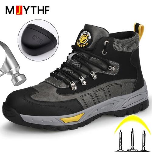 MJYTHF 고품질 스틸토 캡 작업부츠, 편안함 방지, 튼튼한 신발, 하이킹 신발, 스매시 방지, 찌르기 방지
