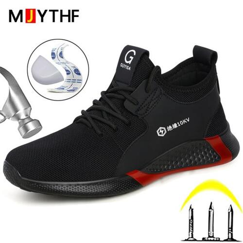 MJYTHF 작업 보호 통기성 신발, 10kv 보온, 가벼운 화, 남성 합성 발가락, 스매시 방지 작업 스니커즈, 펑크 방지
