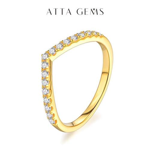 ATTAGEMS-모이사나이트 다이아몬드 18K 도금 반지, 쥬얼리 모이사나이트 쉐도우 프롱 세트, 1.5 MM 스톤이 있는결혼식 웨딩 밴드