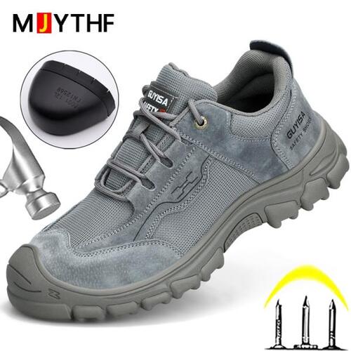 MJYTHF 튼튼한 신발, , 스매싱 방지 피어싱 작업 스니커즈, 미끄럼 방지, 내마모성, 편한 보호 작업 신발