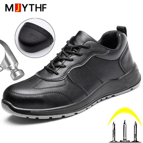 MJYTHF 남성 스틸토 캡신발, 방수 작업 신발, 튼튼한 작업 스니커즈, 남성 신발, 펑크 방지 보안 신발