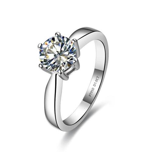 Bonzer 플래티넘 반지 단단한 백금 PT950 반지 1CT 모이사나이트 다이아몬드 반지 예쁜 여자 반지 시험 증명서 D 색깔을 가진 내추럴적인 아름다운 상자