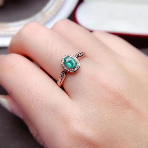 Colife 에메랄드 반지 Natural Emerald Silver Ring for Proposal 4mm x 6mm Emerald Ring for Engagement Solid