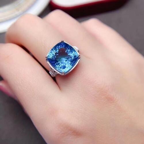 Colife 토파즈 반지 CoLifeLove 8ct 12mm x 12mm Natural Topaz Ring for Party Luxury 925 Silver Silver Ring
