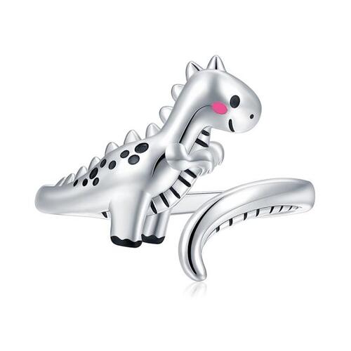 Juzhi 실버 은반지 925실버 귀여운 동물 공룡 반지, 오픈 조절 가능 쥬얼리 랩 엄지 반지, 여아용 크리스마스 생일 선물