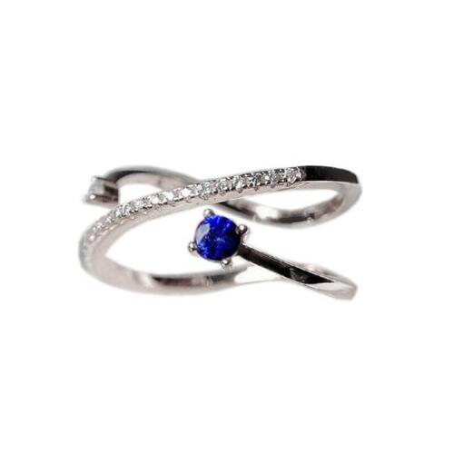 Colife 사파이어 반지 Design Style Silver Sapphire Ring for Party 3mm 0.1ct 100% Natural Blue Sapphire Ring