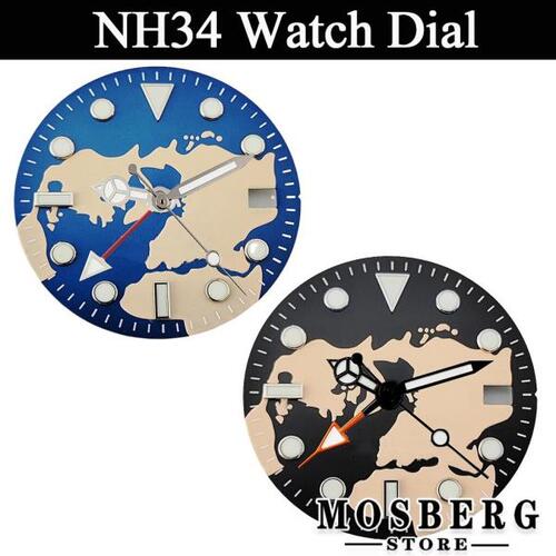 시계 다이얼 NH34 무균 29mm 야광 시계 다이얼 시계 스틱, NH34A NH35 3.0 시 3.8 시 자동 무브먼트 날짜 창 포함