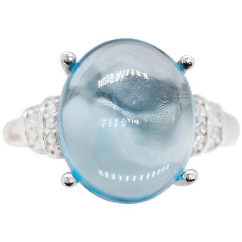 Colife 토파즈 반지 6ct Crystal Clear Natural Topaz Ring 18K Gold Plating 10mm x 12mm Topaz Silver Ring 92