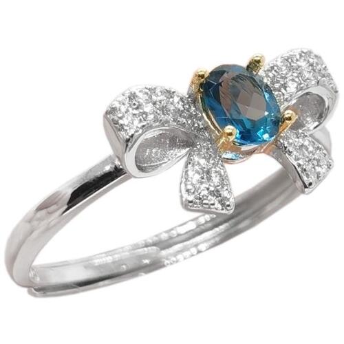 Colife 토파즈 반지 Elegant Bow Tie Ring with Gemstone 0.3ct 4mm x 5mm Natural Topaz Ring 925 Silver Topaz