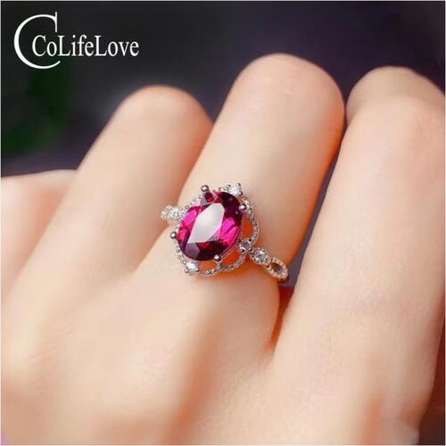 Colife 가넷 반지 CoLife Jewelry 925 Silver Garnet Ring for Party 7mm x 9mm Natural Pyrope Ring Fashion G
