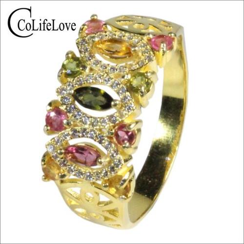 Colife 토르말린 반지 CoLife-925 은반지 데일리웨어 100% 천연 전기석 반지, 스털링 실버 전기석 쥬얼리 선물 여자