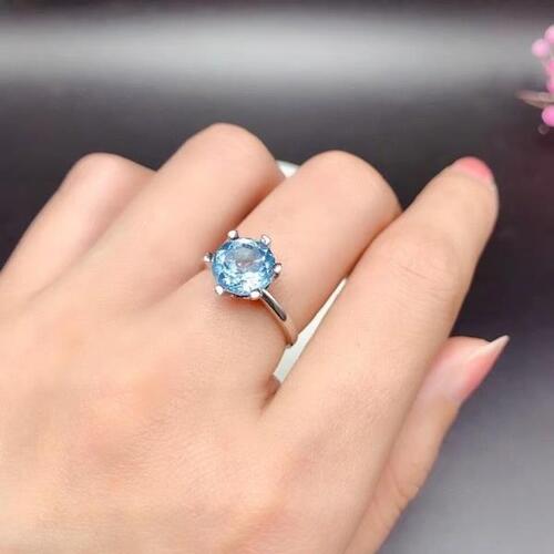 Colife 토파즈 반지 Classic Silver Six Claws Ring for Daily Wear 3ct 9mm VVS Grade Natural Topaz Ring 925