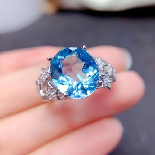 Colife 토파즈 반지 Luxury Topaz Silver Ring for Party 5ct 10mm x 12mm Natural Topaz Ring Fashion 925 Silv