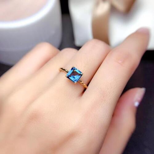 Colife 토파즈 반지 Simple 925 Silver Topaz Ring for 오피스 여자 6mm 0.6ct VVS Grade Natural Topaz Silver Jewel