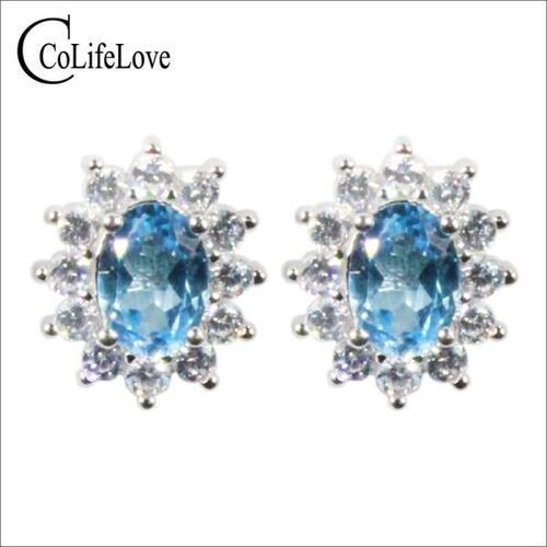 Colife 토파즈 귀걸이 CoLife Jewelry VVS Grade Topaz Stud Earrings 100% Natural Topaz Earrings 925 Silver T