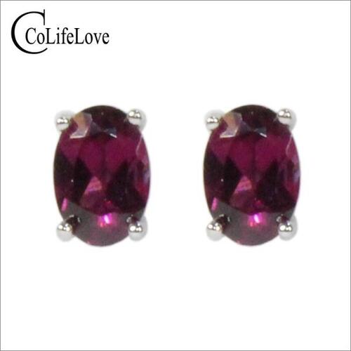 Colife 가넷 귀걸이 CoLife Jewelry Classic Pyrope Stud Earrings 4 x 6mm Natural Pyrope Garnet Stud Earring