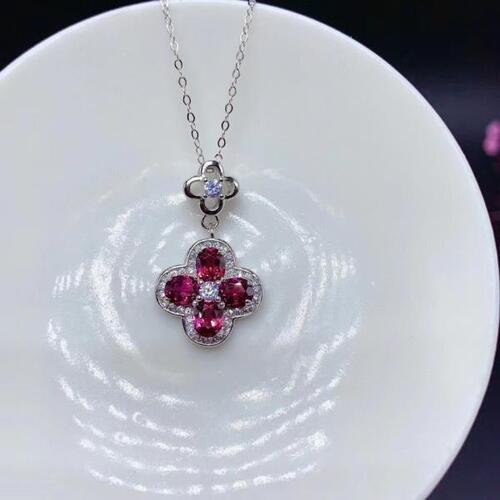 Colife 가닛 목걸이 Fashion Garnet Necklace Pendant for Young Girl 4mm x 5mm 100% Natural Garnet Necklace