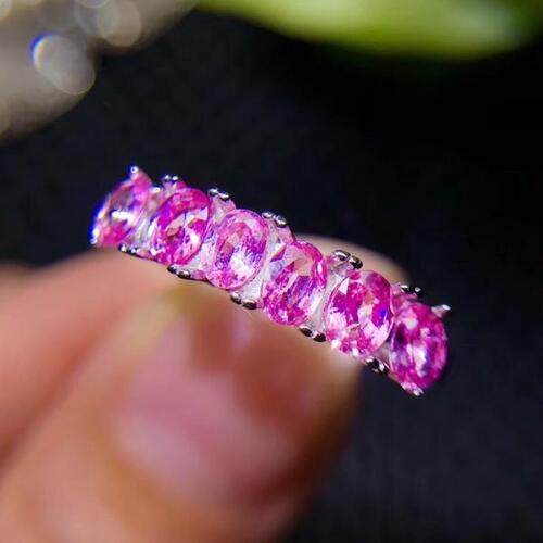 Colife 사파이어 반지 CoLife-사무실용 핑크 사파이어 반지, 925 실버 보석 반지, 여자 선물용 천연 핑크 사파이어 반지