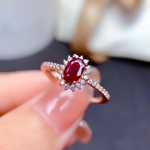Colife 루비 반지 Classic Ruby Wedding Ring for 여자 4mm x 6mm 0.5ct Natural Ruby Ring 925 Silver Ruby Jewe