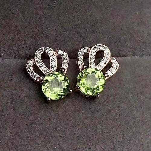 Colife 페리도트 귀걸이 CoLife Jewelry Fashion Silver Crown Stud Earrings 6mm Natural Peridot Earrings 925 S