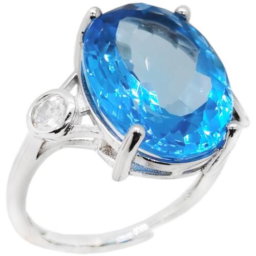 Colife 토파즈 반지 10ct VVS Grade 12mm x 16mm Natural Topaz Ring Luxury Topaz Silver Ring for Party 18K G