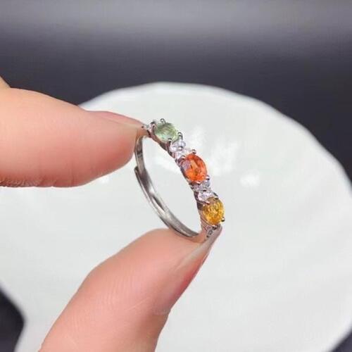 Colife 사파이어 반지 Multicolor Natural Sapphire Ring for Daily Wear 3mm x 5mm Real Sapphire Silver Ring 9