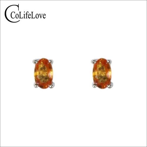 Colife 사파이어 귀걸이 CoLife-100% 천연 사파이어 귀걸이, 데일리웨어 그린 옐로우 사파이어 스터드 귀걸이 미니 925 실버 스터드 귀걸이