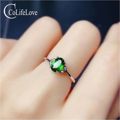 Colife 그린크롬 반지 CoLife Jewelry Fashion 925 Silver Gemstone Ring for Daily Wear 5mm x 7mm Natural Chro