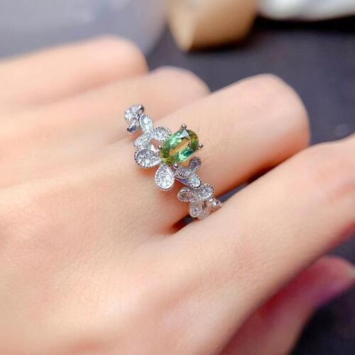 Colife 사파이어 반지 100% natural yellow-green sapphire ring 4mm x 6mm 0.5ct sapphire silver ring fahion 9