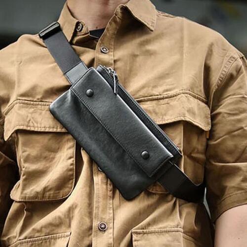 AETOO 남자 가죽 체스트 백 얇은 포켓 휴대폰 가방 올매치 산악 미니 오리지널