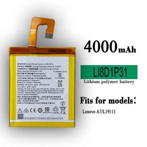 100% Orginal High Quality Replacement Battery For Lenovo TAB E7-7104 L18D1P31 4000mAh Mobile Phone L