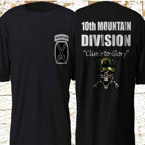 10Th 마운틴 디비전 미국 밀리터리 밀리터리 스페셜 포스 블랙크루넥 남자 반팔 캐주얼 티셔츠