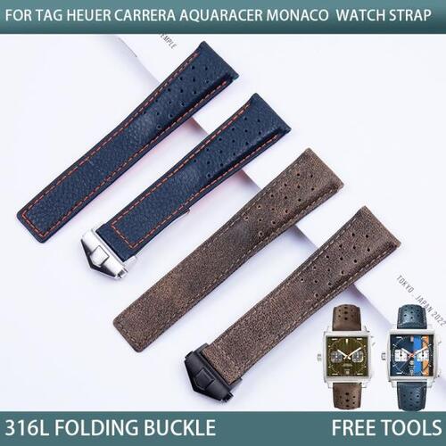 22mm  송아지 말 블루 암소가죽 시계 밴드 태그 Heuer 스트랩에  aquacer Carrera Watchband 모나코 팔찌 밴드 팔찌