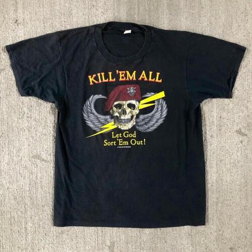 빈티지 1983 Kill &#039;Em 올 밀리터리 티셔츠