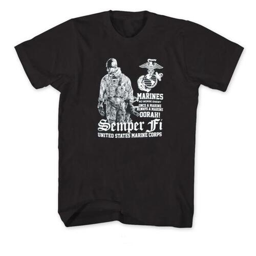 디자인 미국 해병대 Semper Fi 밀리터리 티셔츠. 남자 면 반팔 라운드넥 여름 신상 선물 S-3XL