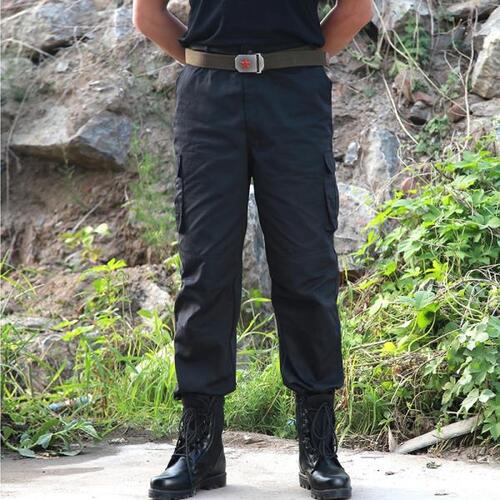 남자 블랙 카고 바지 밀리터리 스타일 전술 캐주얼 얇은 작업 밀리터리 경찰 보안