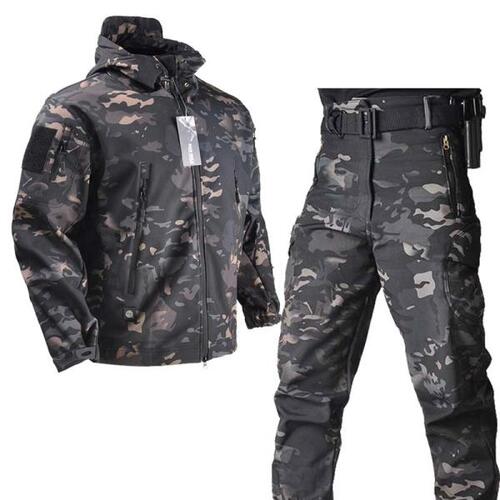 소프트 쉘 밀리터리 재킷 사파리 전투 유니폼 남자 방풍 및 바지 아웃도어 플리스 밀리터리 사냥복