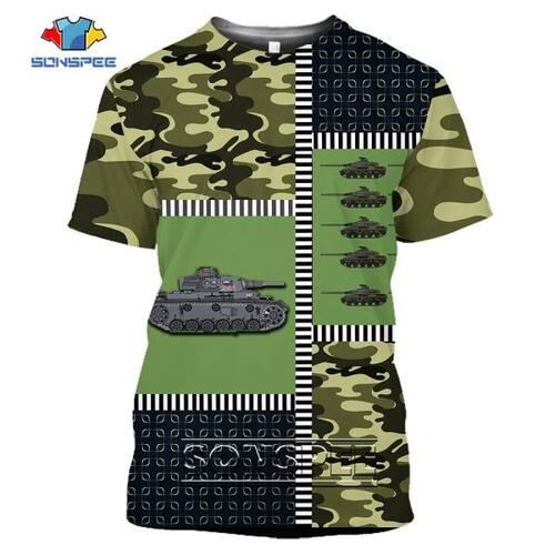 SONSPEE 탱크 그래픽프린팅 캐주얼 티셔츠 남자 밀리터리 카모 Sportwear 힙합 전투 상의