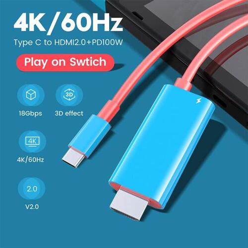 UKYEE-USB 타입 C to HDMI 변환 케이블, 닌텐도 스위치, 스팀 데크, 삼성 덱스 스테이션 4K 여행용 TV 도킹 모드