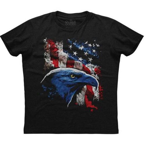 미국 아이콘 대머리 독수리와 깃발 애국적인 밀리터리 남자 블랙 색 티셔츠