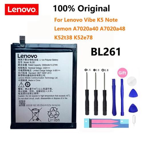 100%  3500mAh BL261 배터리 Lenovo Vibe K5 Note Lemon A7020a40 A7020a48 K52t38 K52e78 핸드폰 배터리 Bateria
