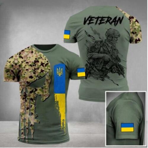 남자 카모 여름 티셔츠 군용 스타일프린트 우크라이나 국기 의류 오버사이즈 라운드넥 2023 신상