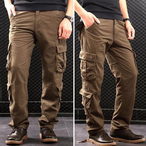 남자카고 바지 멀티 포켓 밀리터리 전술 작업 캐주얼 Pantalon Hombre 스트릿 Army Straight Trousers