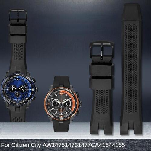 시티즌 실리콘 시계 스트랩, Aw1475 Ca4154 커브드 노치 밴드 블랙 액세서리 24mm 팔찌