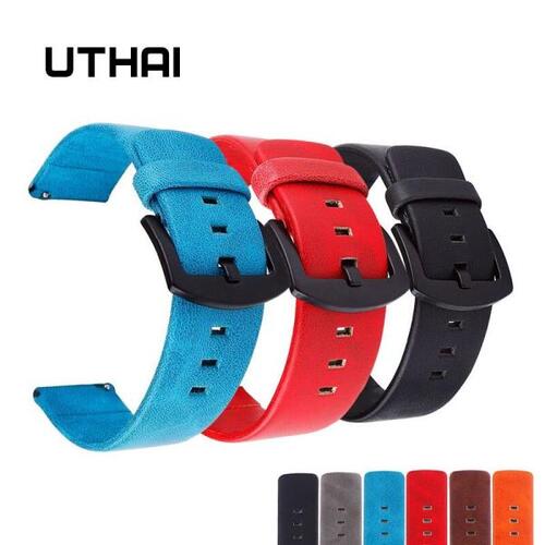 UTHAI-P16 레트로 가죽 시계 스트랩, 18/20/22/24mm, 22mm 시계 밴드, 18-24MM 시계 밴드
