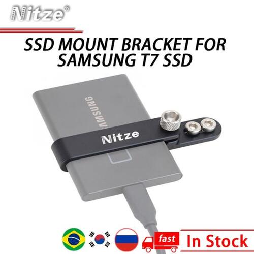 삼성 T7 SSD 용 NITZE SSD 마운트 브래킷 N42-T7 측면의 2 개의 1/4 인치 나사를 통해 카메라 케이지에 단단히 부착 가능
