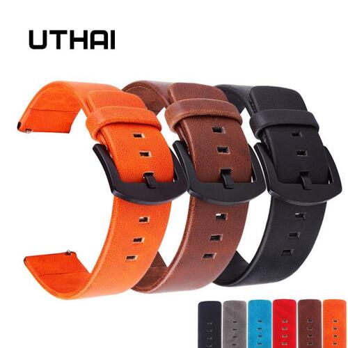 UTHAI-P16 레트로 가죽 스마트 워치 밴드, 20mm 22mm 18-24MM 시계 밴드